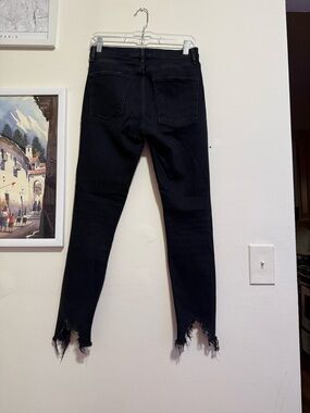 AGOLDE Black Skinny Jeans with Distressed Raw Hem